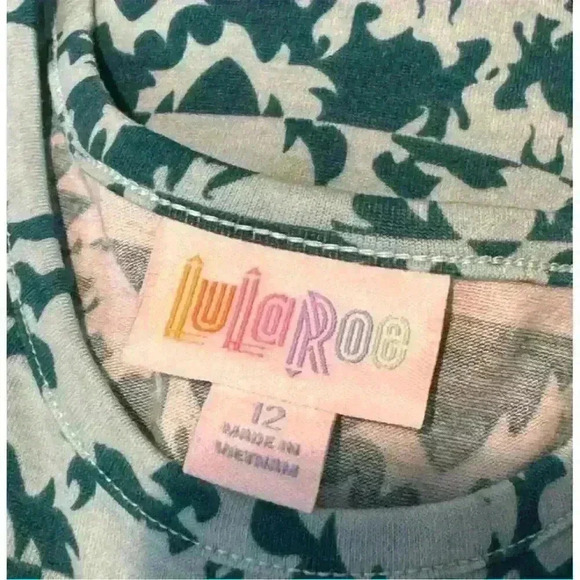 LuLaRoe Girl's Fit & Flare Dress Size 12 Green Short Sleeve Casual - Picture 4 of 7